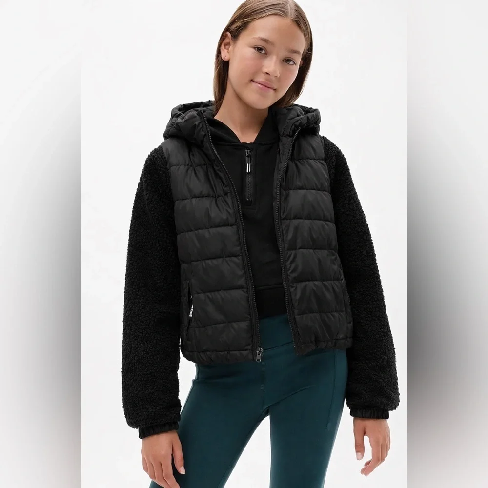 🔥HOST PICK 🔥 Justice Girls Black Puffer Sherpa Jacket Coat L 12/14